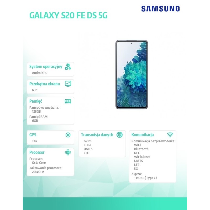 Samsung Smartfon GALAXY S20FE DS 5G 6|128GB Niebieski Samsung Smartfon GALAXY S20FE DS 5G 6|128GB Niebieski